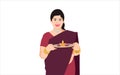 Indian women with arti thali character illustration on white background Royalty Free Stock Photo