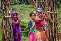 Indian women collecting wood