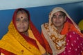 Indian women inside of a train.