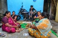 Indian women making brooms in Dharavi Slum at Mumbai. India
