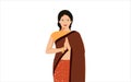 Indian women in namaste pose, Character illustration on white background