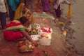 Indian women perfoming Chhath pooja Royalty Free Stock Photo