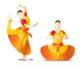 Indian women performing bharatnatyam dance