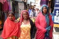 Indian women posing on the street of Pushkar, India