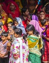 Indian women queue up for entrance to the annual Navrata Festival