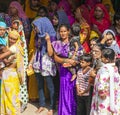 Indian women queue up for entrance to the annual Navrata Festival