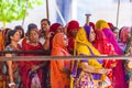 Indian women queue up for entrance to the annual Navrata Festival