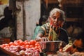 Indian women selling vegetables at local market in Visakhapatnam, India