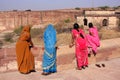 Indian women standing at Mehrangarh Fort, Jodhpur, India