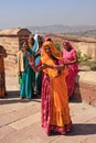 Indian women standing at Mehrangarh Fort, Jodhpur, India Royalty Free Stock Photo