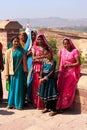 Indian women standing at Mehrangarh Fort, Jodhpur, India