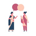 Indian women wearing national traditional clothes hindu woman chat bubble communication concept female cartoon character