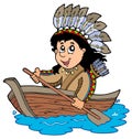 Indian in wooden boat