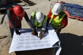 Indian workers engineers are working on the construction site Royalty Free Stock Photo