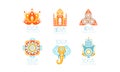 Indian Yoga Studio Logo Design Vector Set Royalty Free Stock Photo