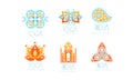 Indian Yoga Studio Logo Design Vector Set Royalty Free Stock Photo