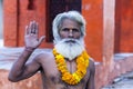 Indian yogi Baba Ramis commits rites sacred rituals.India, Anor