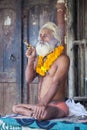 Indian yogi Baba Ramis commits rites sacred rituals.India, Anor