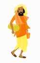 Indian Yogi man in the orange. vector illustration Royalty Free Stock Photo