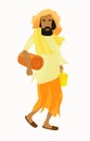 Indian Yogi man in white. vector illustration Royalty Free Stock Photo