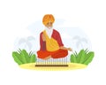 Indian Yogi Sitting on Board with Nails in Lotus Position Vector Illustration Royalty Free Stock Photo