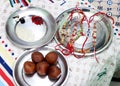 Indian young sister tying rakhi on brother`s wrist Royalty Free Stock Photo