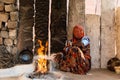 An Indian young woman at her home