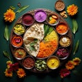 Indian yummy food closeup view with variety of appetizers and entrees Royalty Free Stock Photo