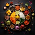 Indian yummy food closeup view with variety of appetizers and entrees Royalty Free Stock Photo