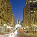 Indiana capitol building at night in downtown Indianapolis, Indiana, USA Royalty Free Stock Photo