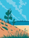 Indiana Dunes National Park in Northwestern Indiana United States WPA Poster Art Color