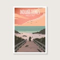 Indiana Dunes National Park poster illustration, beautiful lake beach scenery poster