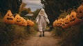 Indiana: A Ghostly Journey Among Pumpkins Royalty Free Stock Photo