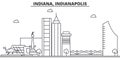 Indiana, Indianapolis architecture line skyline illustration. Linear vector cityscape with famous landmarks, city sight