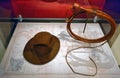 Indiana Jones` hat and whip