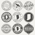Indiana Set of Stamps. Travel Stamp. Made In Product. Design Seals Old Style Insignia. Royalty Free Stock Photo