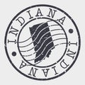 Indiana Stamp Postal. Map Silhouette Seal. Passport Round Design. Vector Icon. Design Retro Travel.
