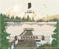 Indiana state. The hooster state. United States of America. Postcard from Indianapolis. Travel vector