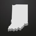 Indiana State map in gray on a black background 3d