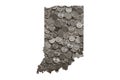 Indiana State Map Outline with Crumpled United States Dollars, Government Waste of Money Concept