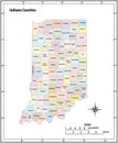 Indiana state outline administrative and political vector map in color