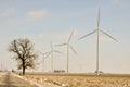 Indiana Wind Turbines next to road