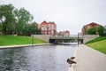 Indianapolis canal and bridge Royalty Free Stock Photo