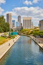 Indianapolis Canal Walk with Modern and Historic Buildings Royalty Free Stock Photo