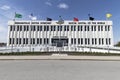 Indianapolis Motor Speedway Hall of Fame Building and museum. IMS is preparing for the Indy 500 and Brickyard 400. Royalty Free Stock Photo