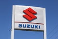 Indianapolis - Circa April 2017: Suzuki Motor Corporation Sign and Logo. Suzuki specializes in the manufacturing of automobiles I Royalty Free Stock Photo