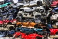 Indianapolis - Circa August 2016 - A Pile of Stacked Junk Cars - Discarded Junk Cars Piled Up VII