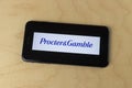 Procter & Gamble logo on a smartphone. P&G is the world`s biggest advertiser with dozens of consumer brands and products