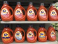 Tide detergent display. Several varieties of Tide detergent are among Procter & Gamble`s best selling products