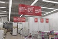 Store Closing and huge discount signs displayed at a soon to be out of business clearance sale. Everything must go